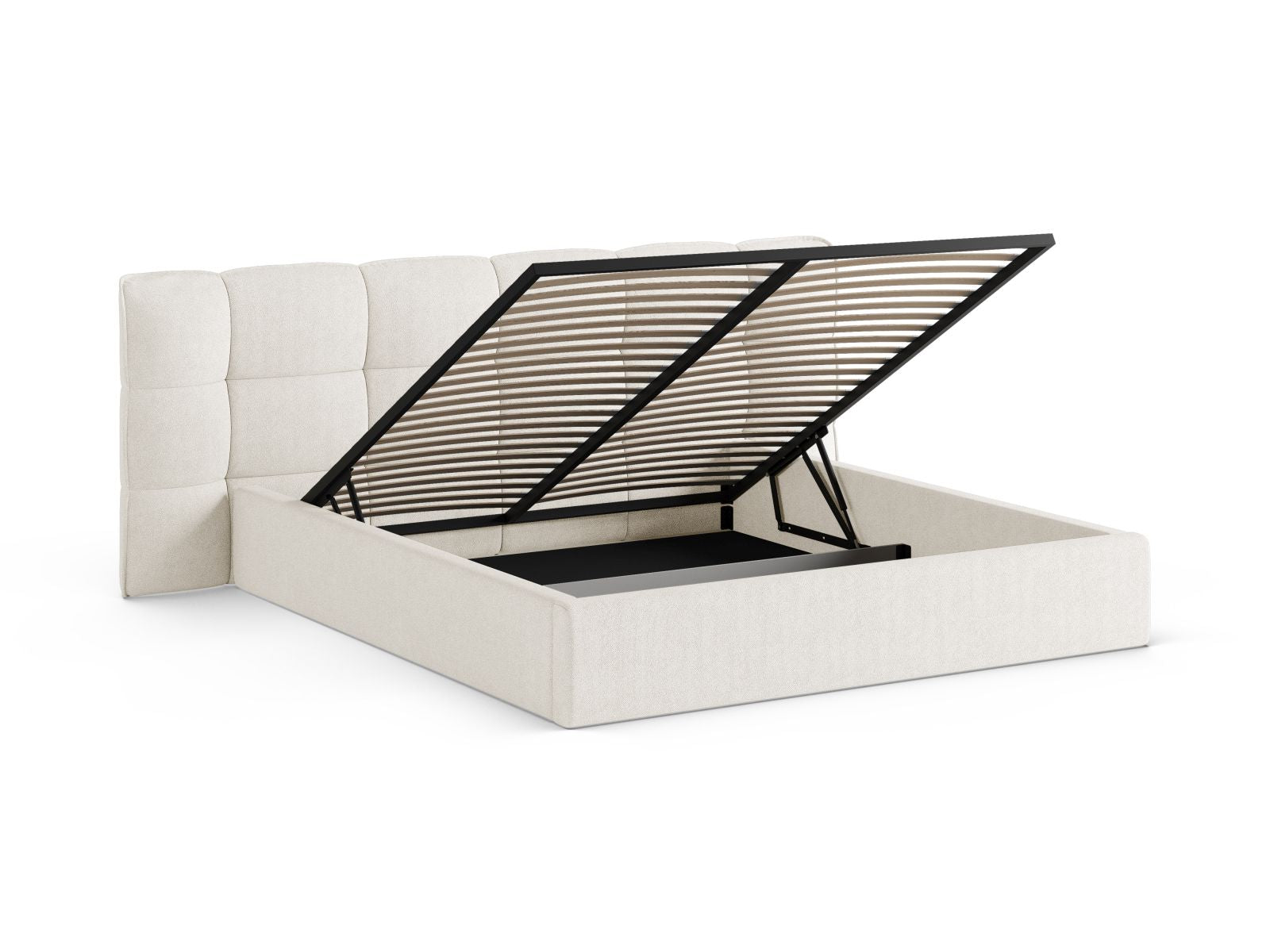 Stylisches Eric Bett in Ivory-Sicuro, 180 cm breit, mit praktischem Stauraum und geschmackvollem Kopfteil für zeitgemäße Schlafzimmer.