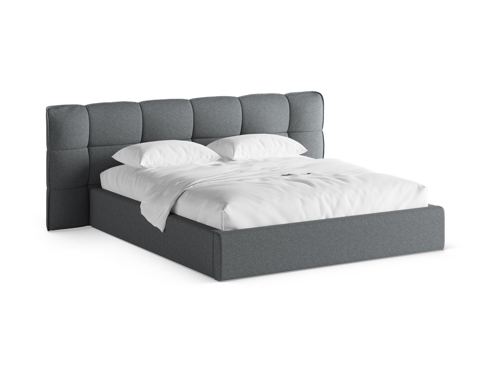 Eric Bett mit Stauraum mit Kopfteil 180cm in Dark Grey Melange-Puente präsentiert im Onlineshop von KAQTU Design AG. Bett ist von Micadoni