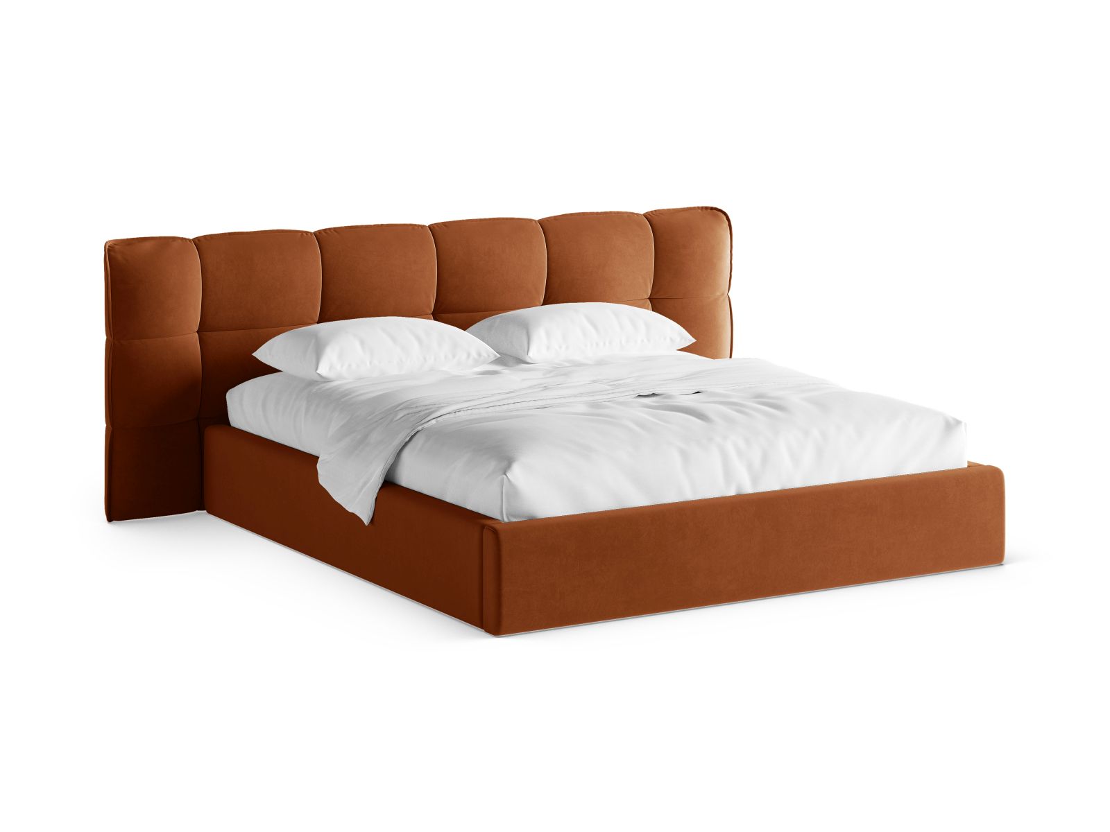 Eric Bett mit Stauraum mit Kopfteil 200cm in Terracotta-Casino präsentiert im Onlineshop von KAQTU Design AG. Bett ist von Micadoni
