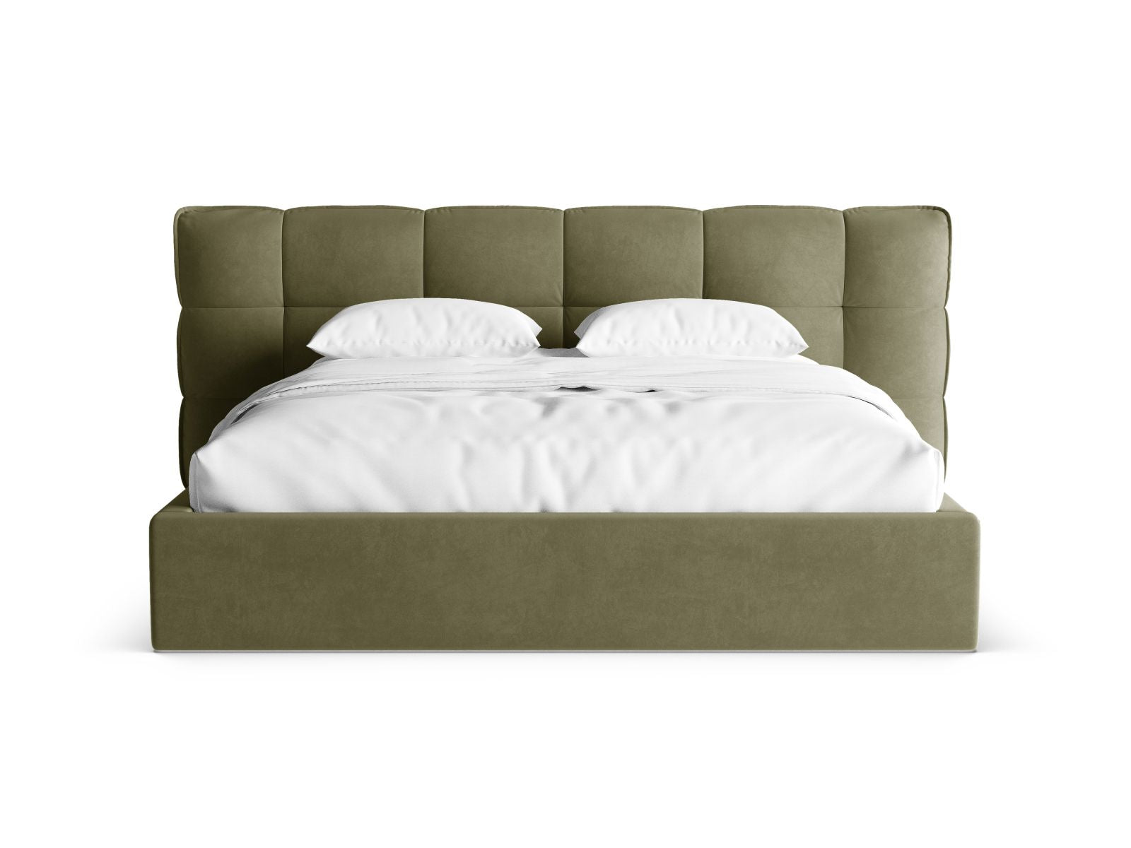 Stylisches Eric Bett mit praktischem Stauraum und elegantem Kopfteil in sanftem Light Green, ideal für modernes Wohnen.