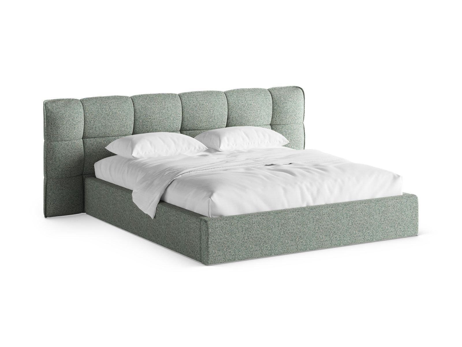 Eric Bett mit Stauraum mit Kopfteil 200cm in Moss Green Melange-Puente präsentiert im Onlineshop von KAQTU Design AG. Bett ist von Micadoni