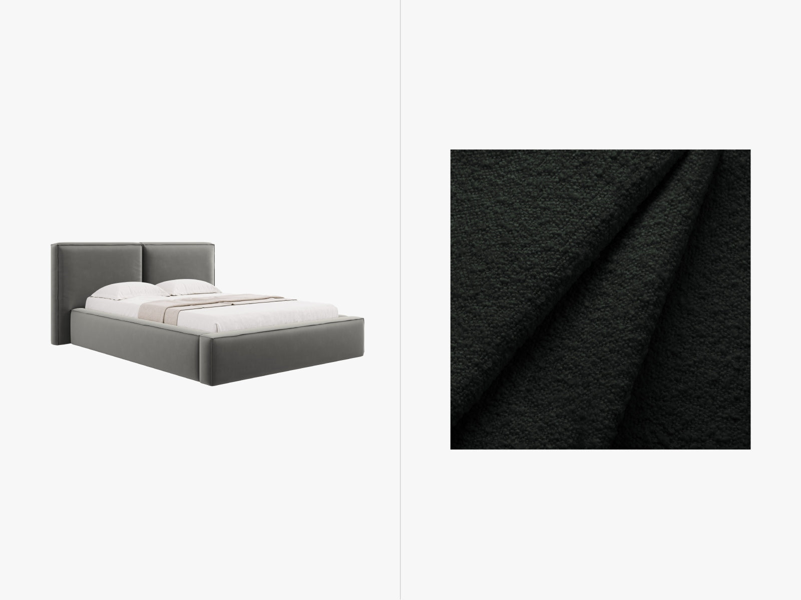 Jodie Boucle Bett mit Stauraum und Headboard 194cm in Black präsentiert im Onlineshop von KAQTU Design AG. Bett ist von Micadoni