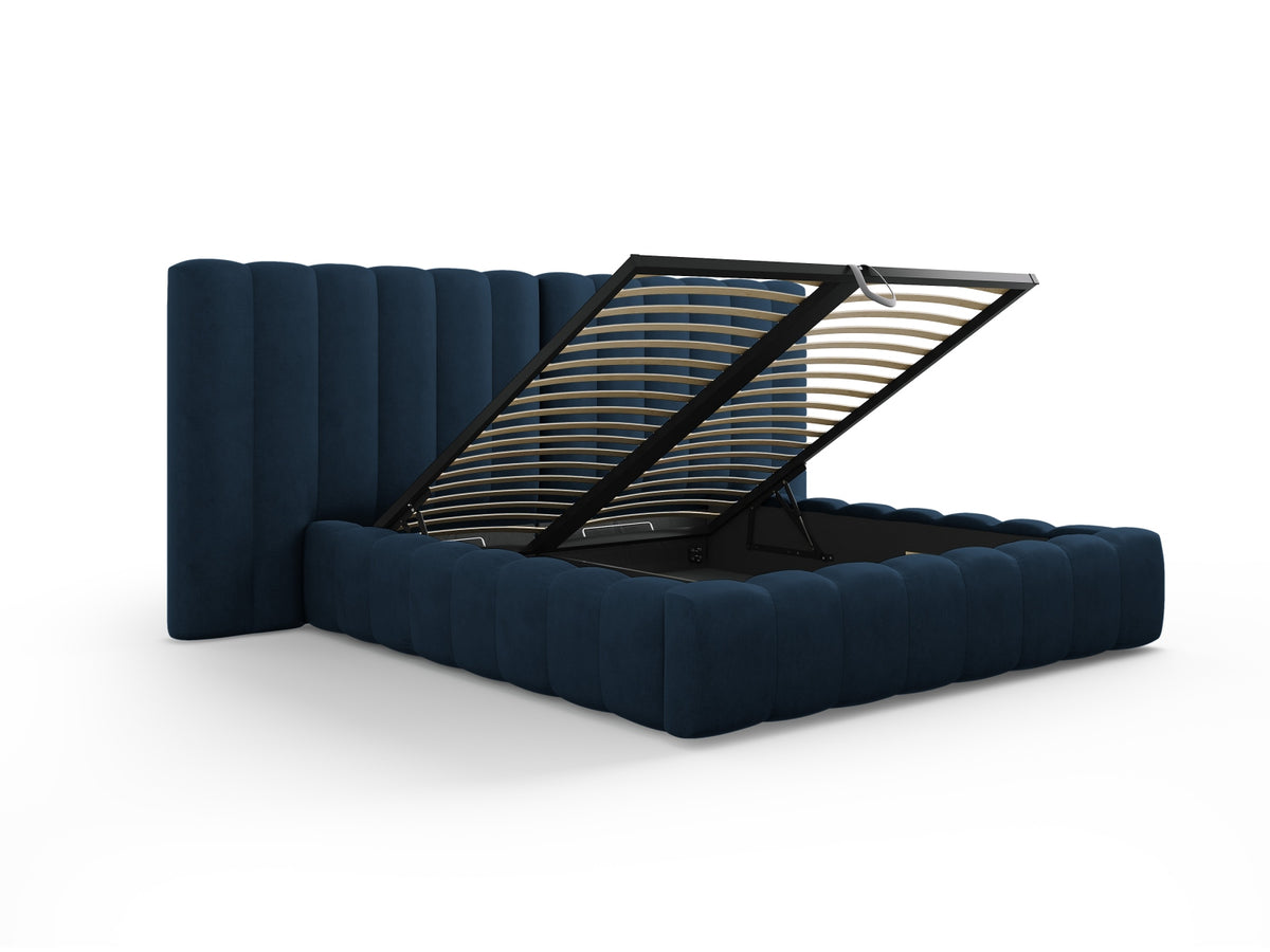 Kelp Bett mit Stauraum und doppeltem Headboard 140cm in Royal Blue-Moly präsentiert im Onlineshop von KAQTU Design AG. Bett ist von Micadoni