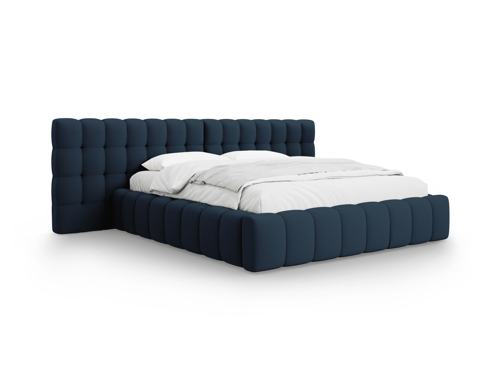Mamaia Boucle Bett mit Stauraum und doppeltem Headboard 140cm in Blue/Schwarz-Neve präsentiert im Onlineshop von KAQTU Design AG. Bett ist von Micadoni