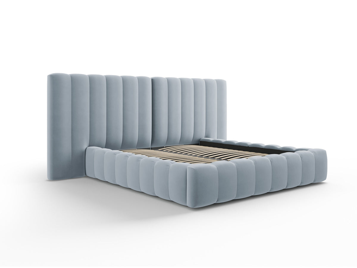 Kelp Bett mit Stauraum und doppeltem Headboard 140cm in Light Blue-Bluvel präsentiert im Onlineshop von KAQTU Design AG. Bett ist von Micadoni