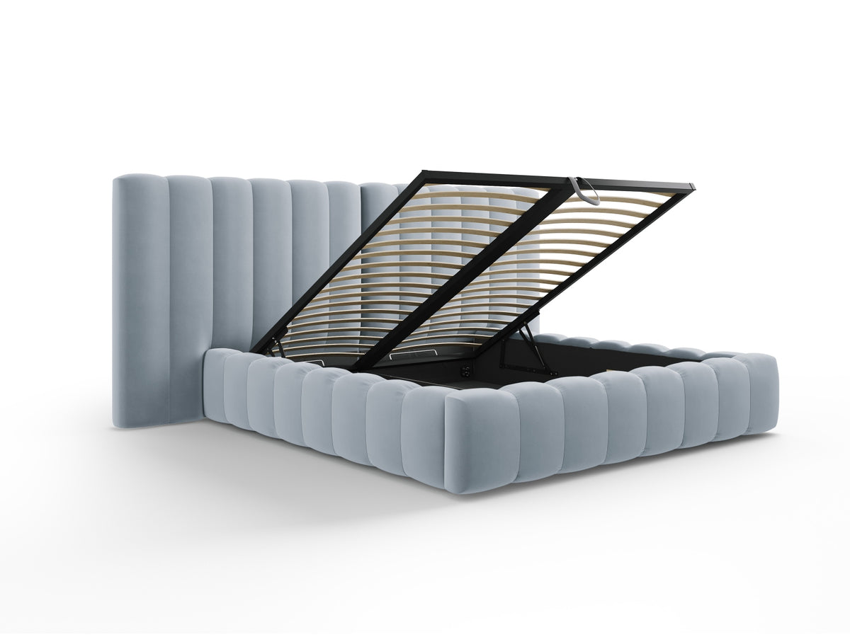 Kelp Bett mit Stauraum und doppeltem Headboard 140cm in Light Blue-Bluvel präsentiert im Onlineshop von KAQTU Design AG. Bett ist von Micadoni