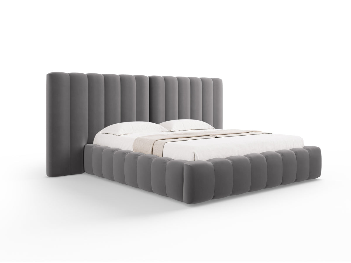 Kelp Bett mit Stauraum und doppeltem Headboard 140cm in Grey-Bluvel präsentiert im Onlineshop von KAQTU Design AG. Bett ist von Micadoni