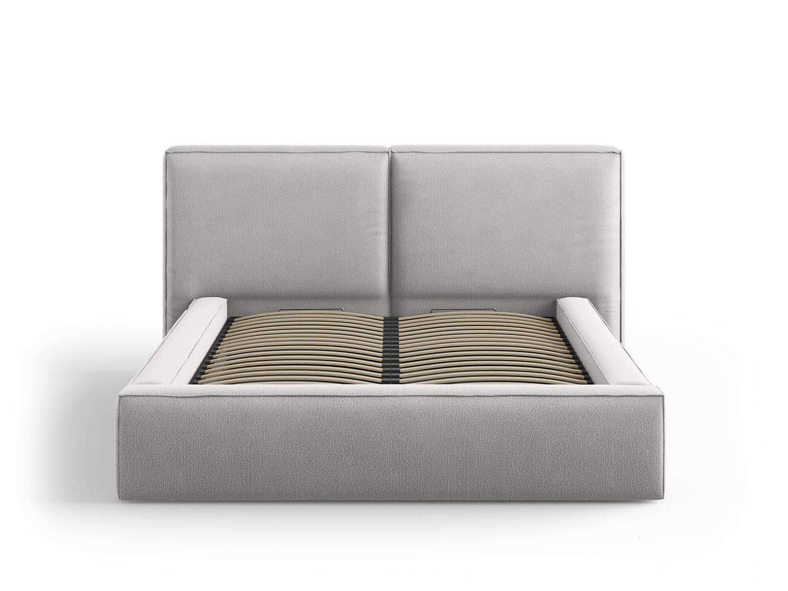 Jodie Bett mit Stauraumfunktion mit doppeltem Headboard 140cm in Light Grey-Megan präsentiert im Onlineshop von KAQTU Design AG. Bett ist von Micadoni
