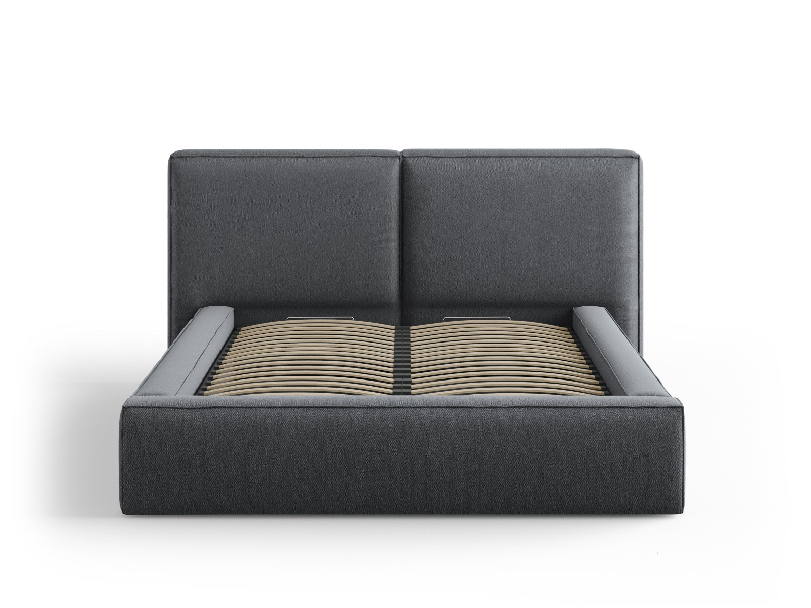 Jodie Bett mit Stauraumfunktion mit doppeltem Headboard 140cm in Dark Grey-Megan präsentiert im Onlineshop von KAQTU Design AG. Bett ist von Micadoni