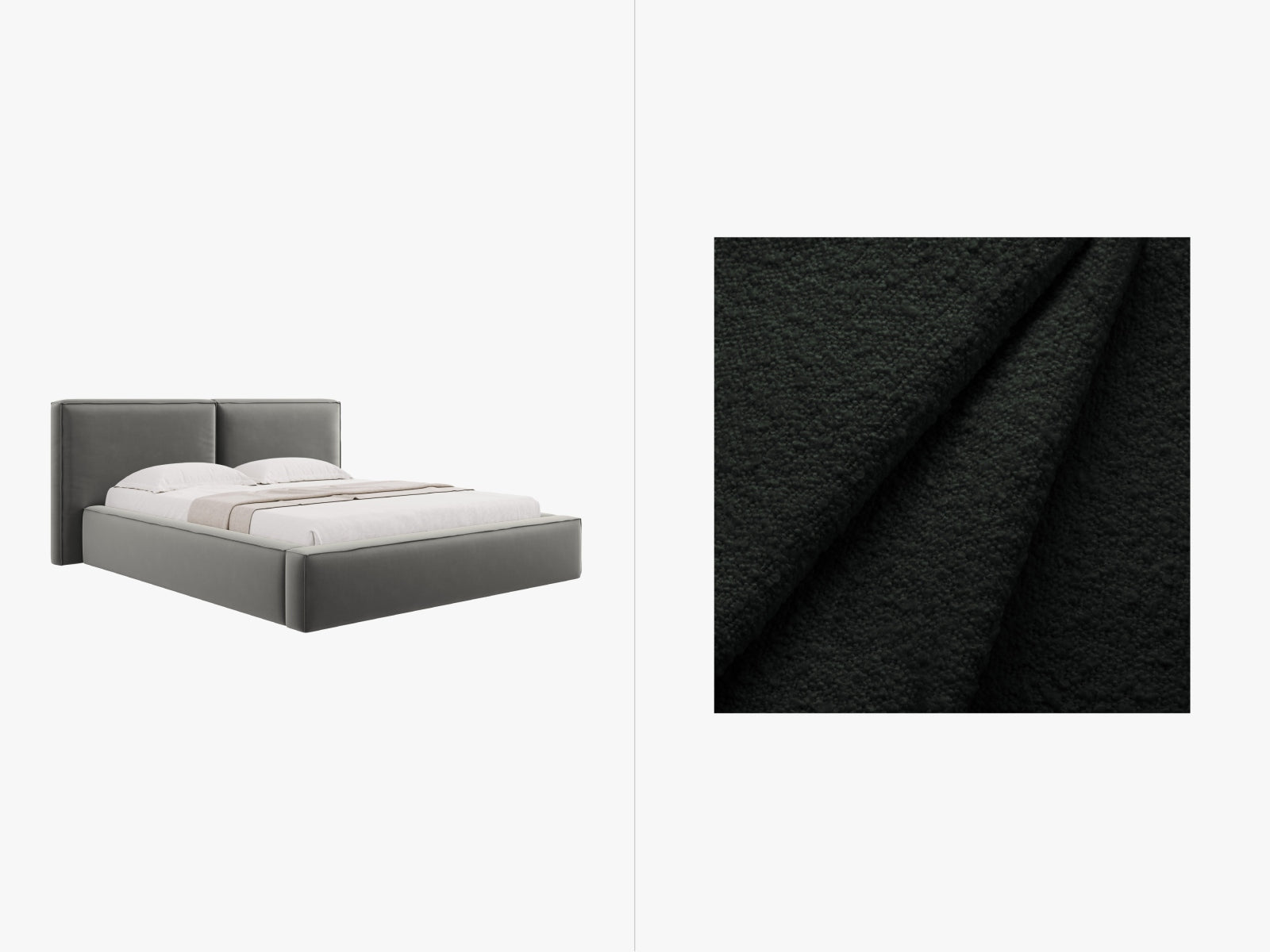 Jodie Boucle Bett mit Stauraum und Headboard 160cm in Black-Baloo präsentiert im Onlineshop von KAQTU Design AG. Bett ist von Micadoni