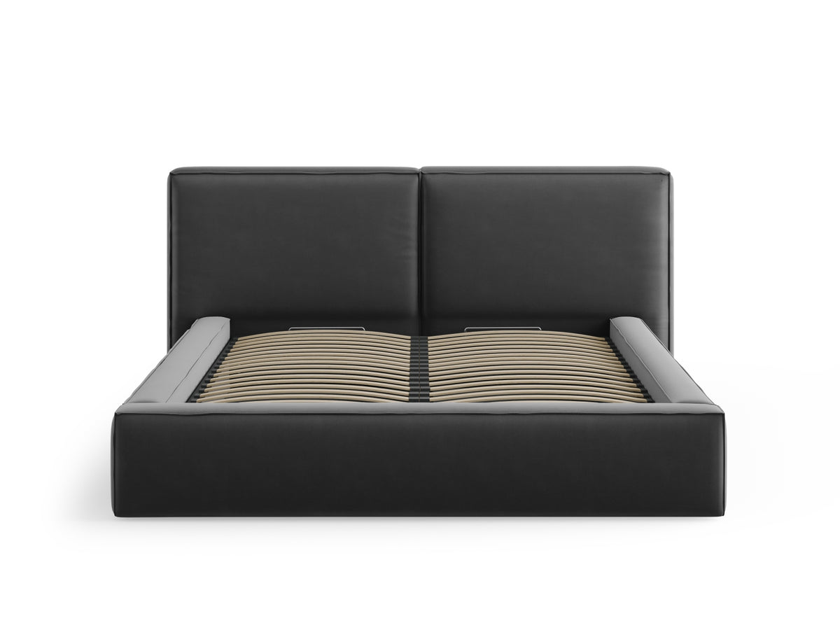 Jodie Bett mit Stauraum und doppeltem Headboard 160cm in Grey-Bluvel präsentiert im Onlineshop von KAQTU Design AG. Bett ist von Micadoni