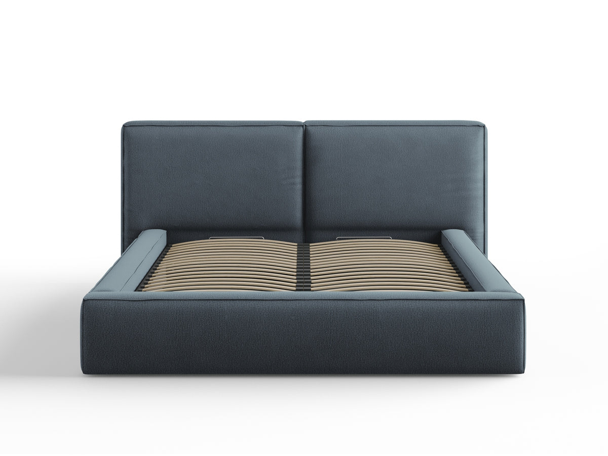 Jodie Bett mit Stauraumfunktion mit doppeltem Headboard 160cm in Blue-Megan präsentiert im Onlineshop von KAQTU Design AG. Bett ist von Micadoni