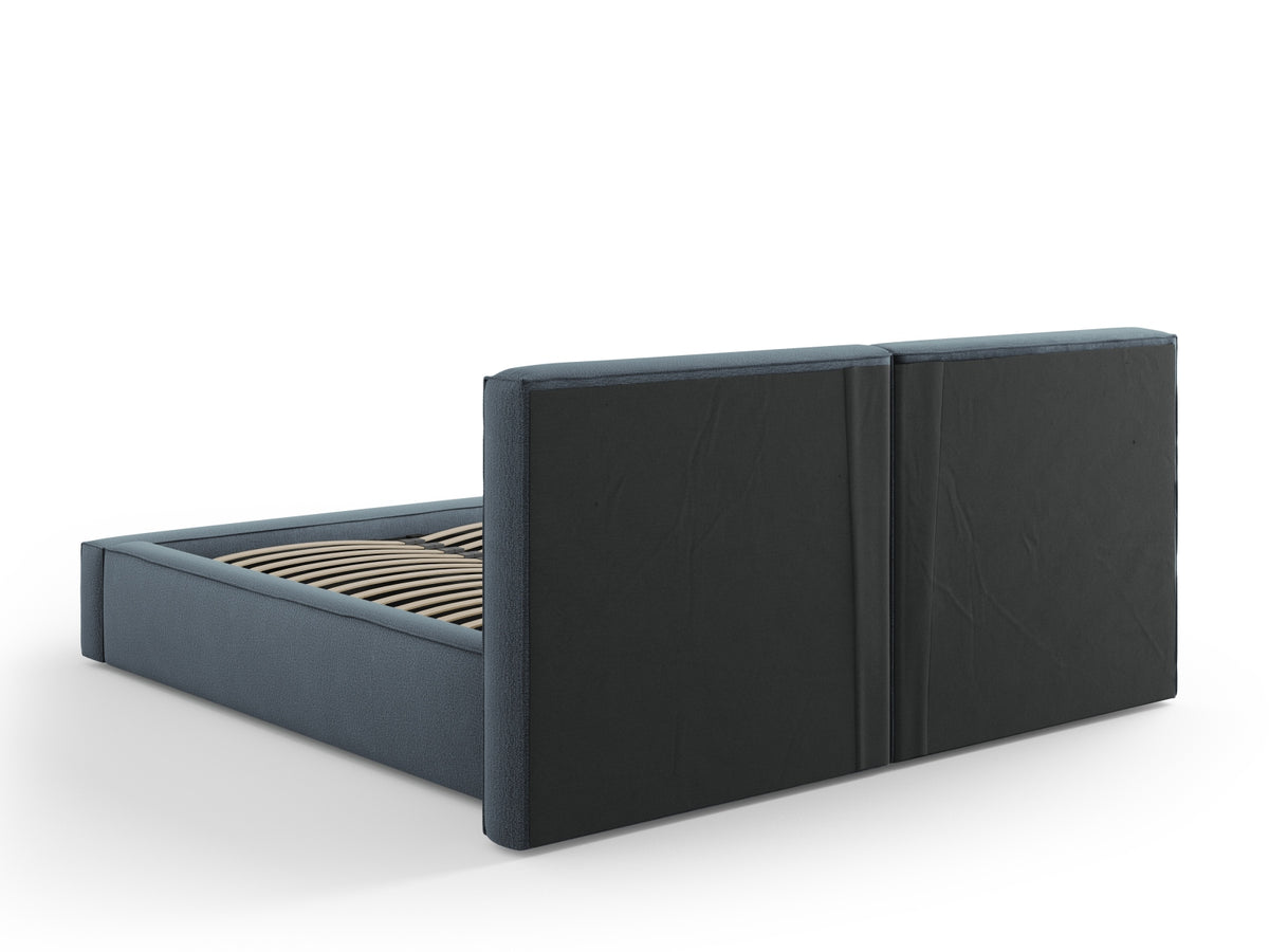 Jodie Bett mit Stauraumfunktion mit doppeltem Headboard 160cm in Blue-Megan präsentiert im Onlineshop von KAQTU Design AG. Bett ist von Micadoni