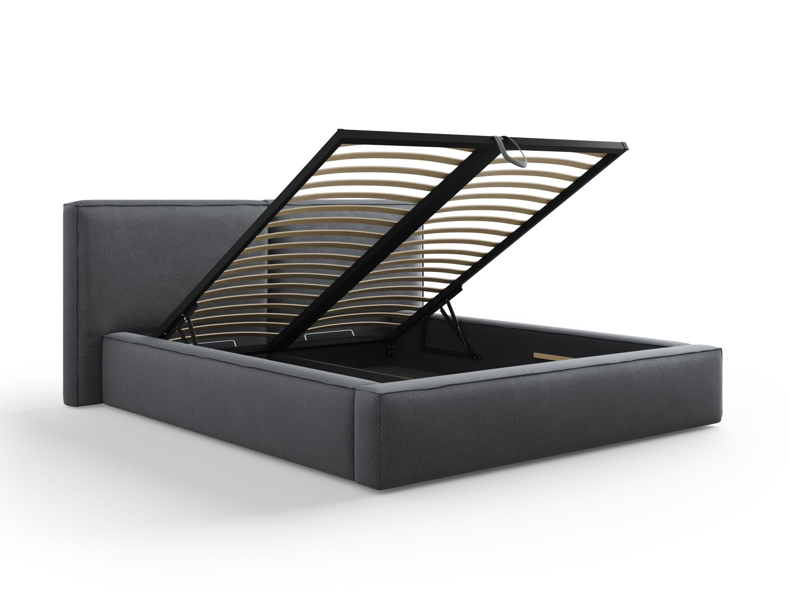 Erleben Sie das Jodie Bett von Micadoni: Elegantes Design mit doppeltem Headboard und praktischer Stauraumfunktion für Ihr Schlafzimmer! 214 cm.