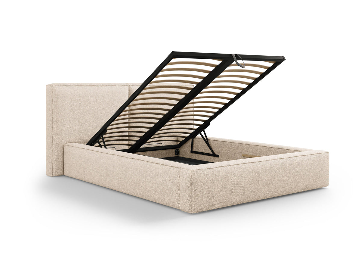 Jodie Bett mit Stauraum und Headboard 180cm in Beige-Baloo präsentiert im Onlineshop von KAQTU Design AG. Bett ist von Micadoni