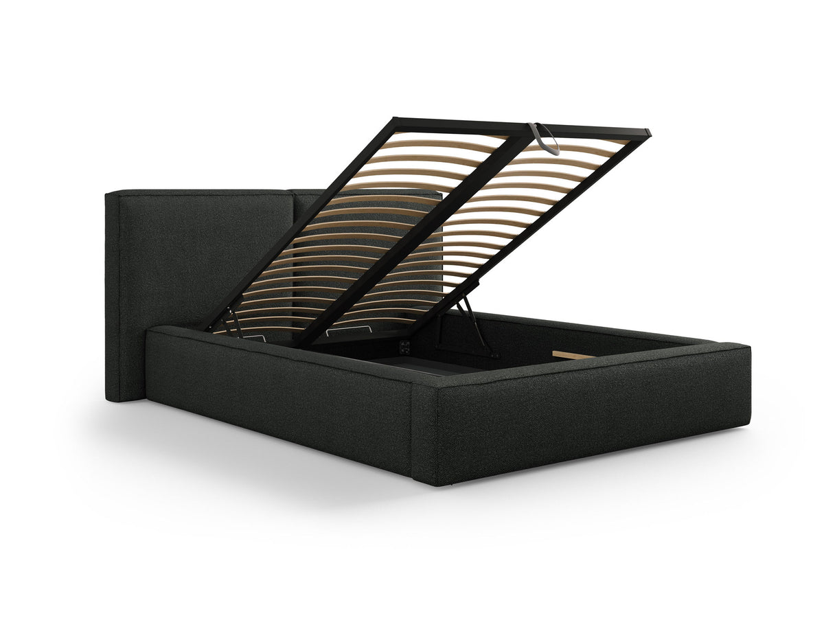 Jodie Bett mit Stauraum und Headboard 180cm in Black-Baloo präsentiert im Onlineshop von KAQTU Design AG. Bett ist von Micadoni