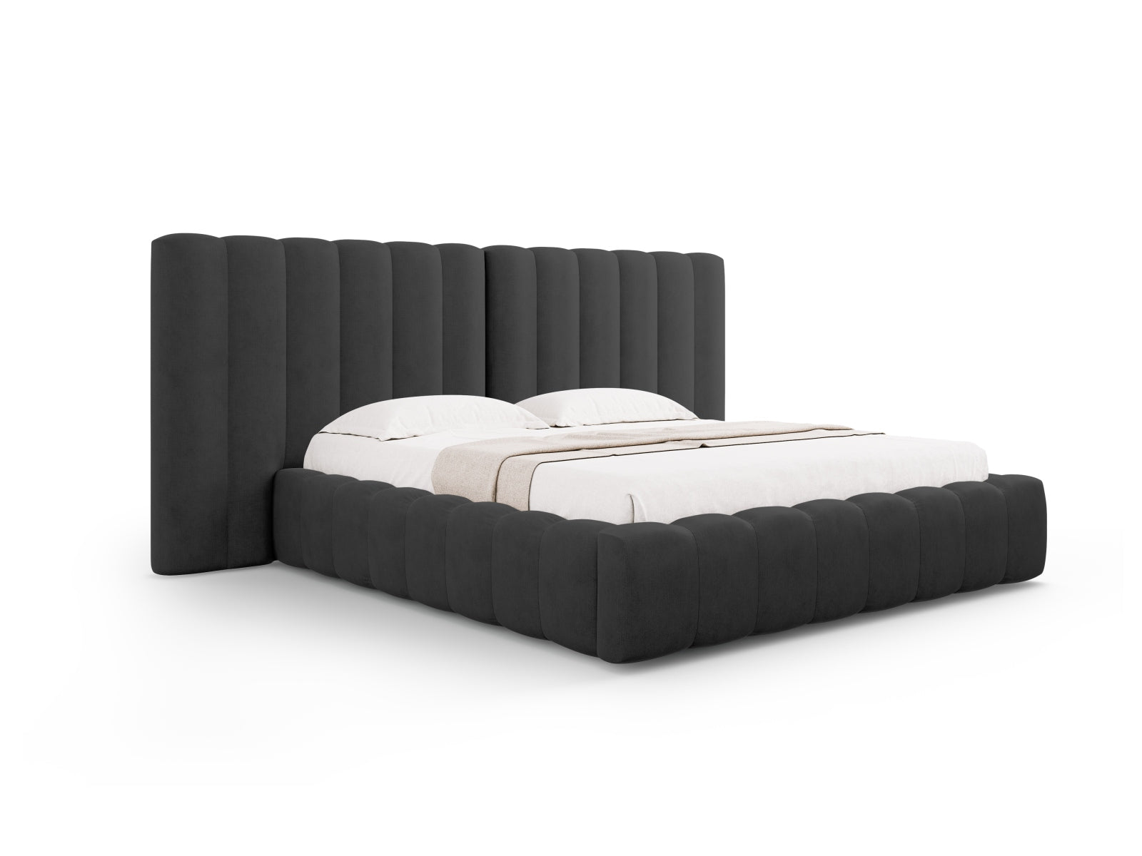Kelp Bett mit Stauraum und doppeltem Headboard in Anthracite präsentiert im Onlineshop von KAQTU Design AG. Bett ist von Micadoni