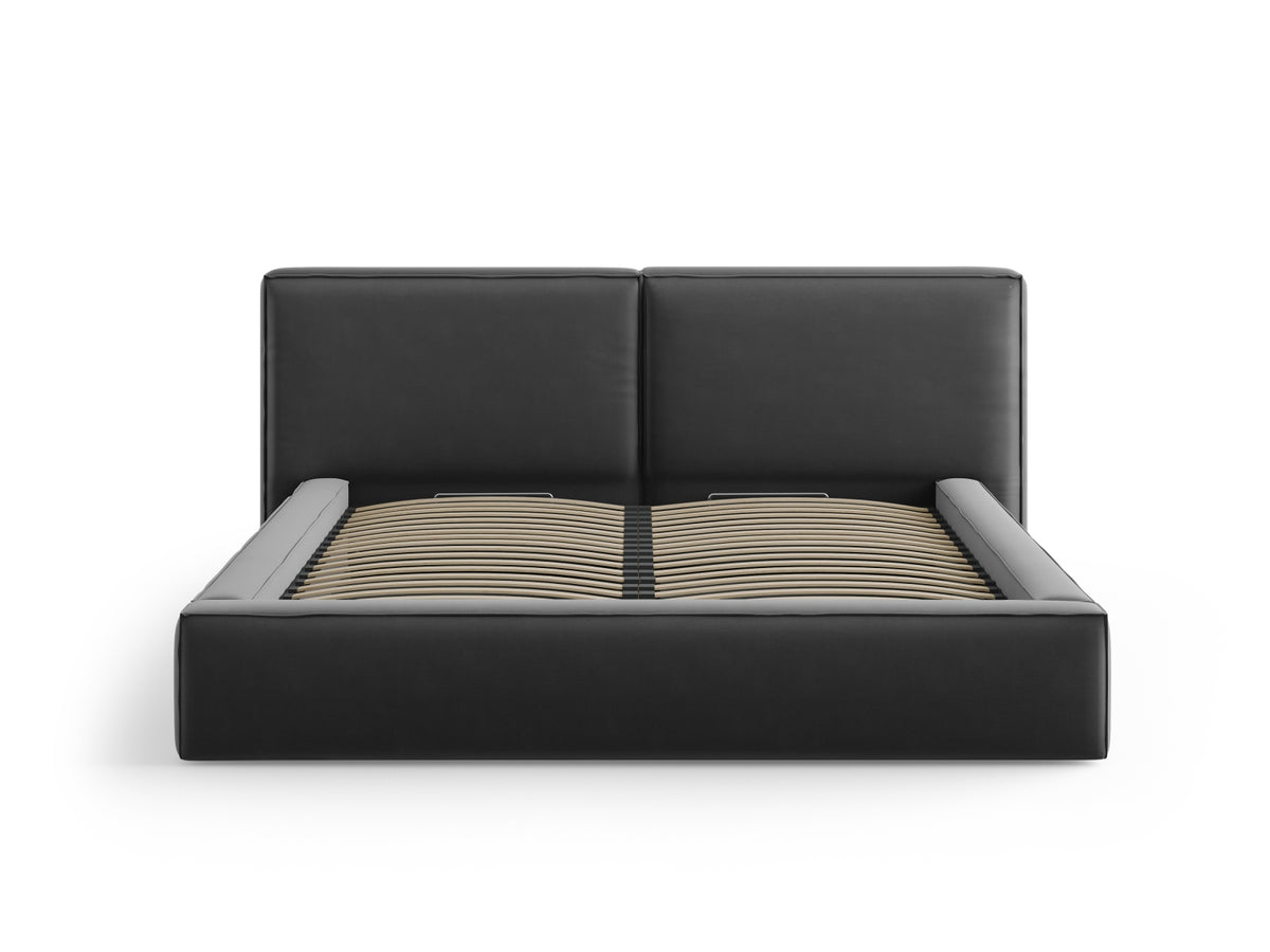 Jodie Bett mit Stauraum und doppeltem Headboard 180cm in Grey-Bluvel präsentiert im Onlineshop von KAQTU Design AG. Bett ist von Micadoni
