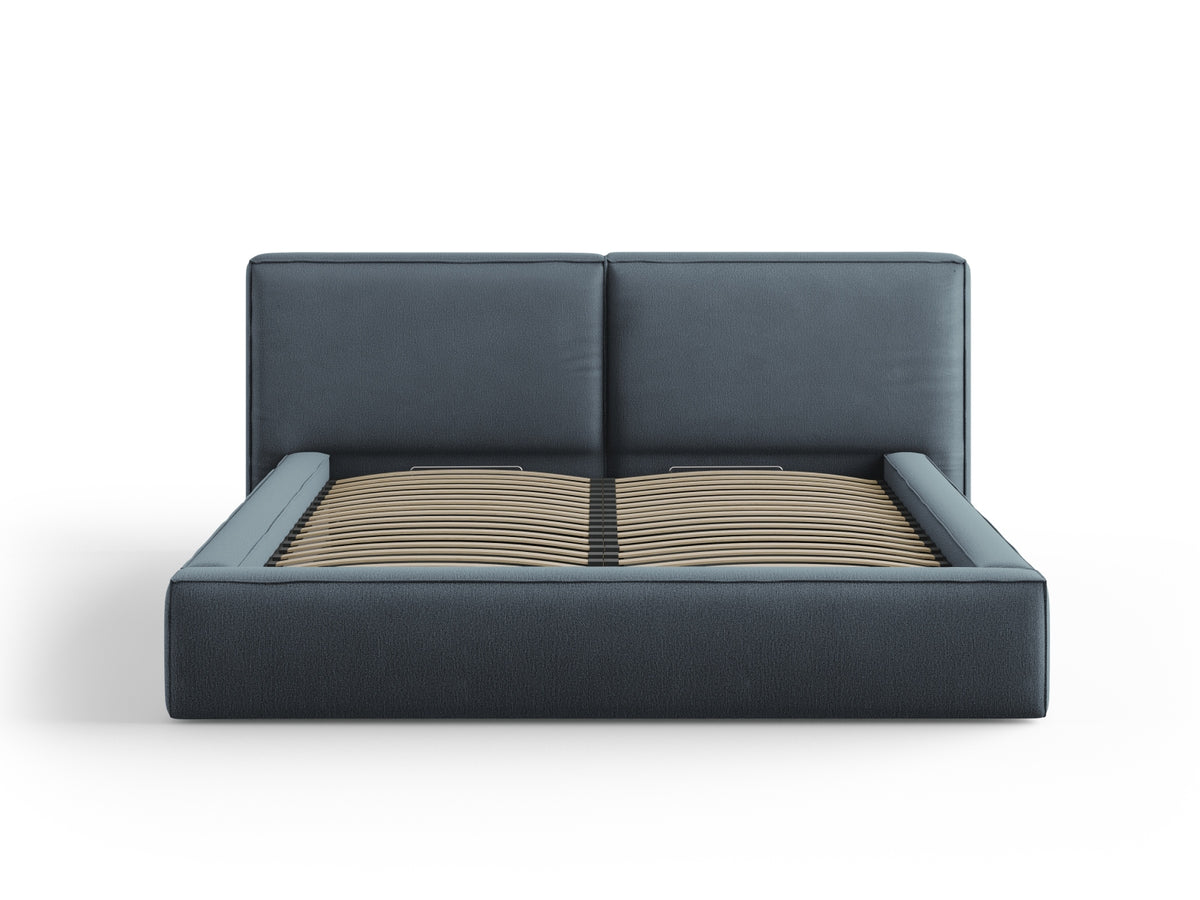Jodie Bett mit Stauraumfunktion mit doppeltem Headboard 180cm in Blue-Megan präsentiert im Onlineshop von KAQTU Design AG. Bett ist von Micadoni