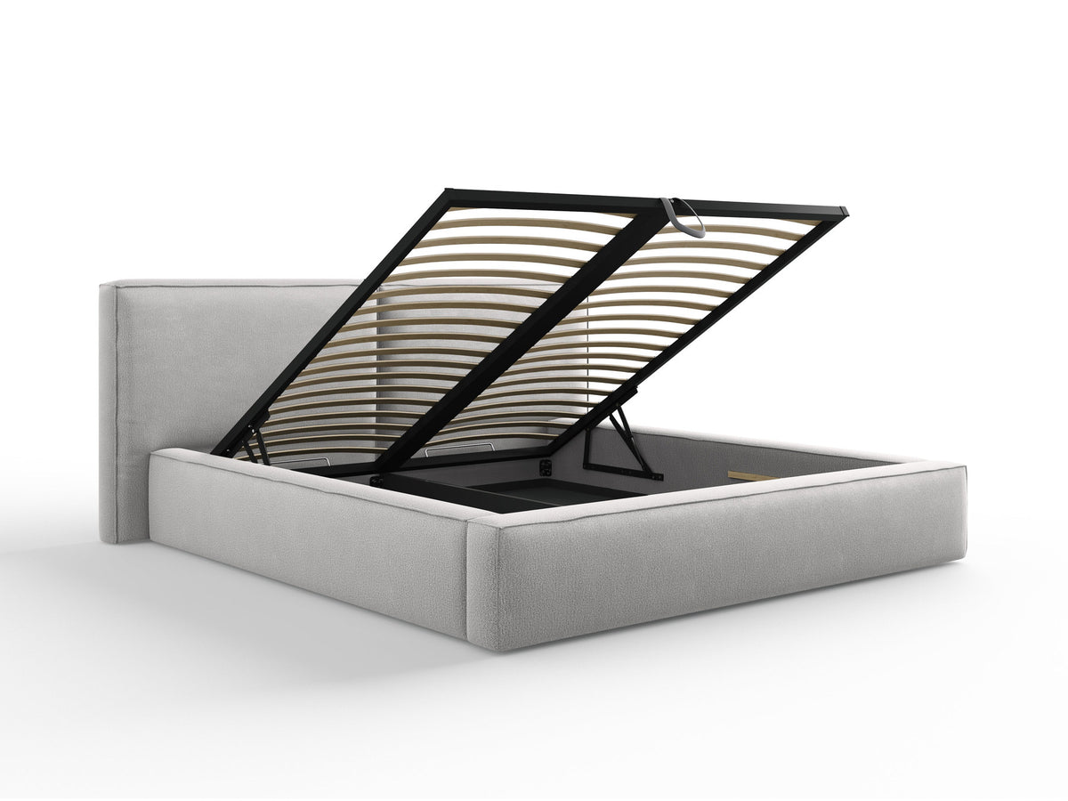 Jodie Bett mit Stauraumfunktion mit doppeltem Headboard 180cm in Light Grey-Megan präsentiert im Onlineshop von KAQTU Design AG. Bett ist von Micadoni