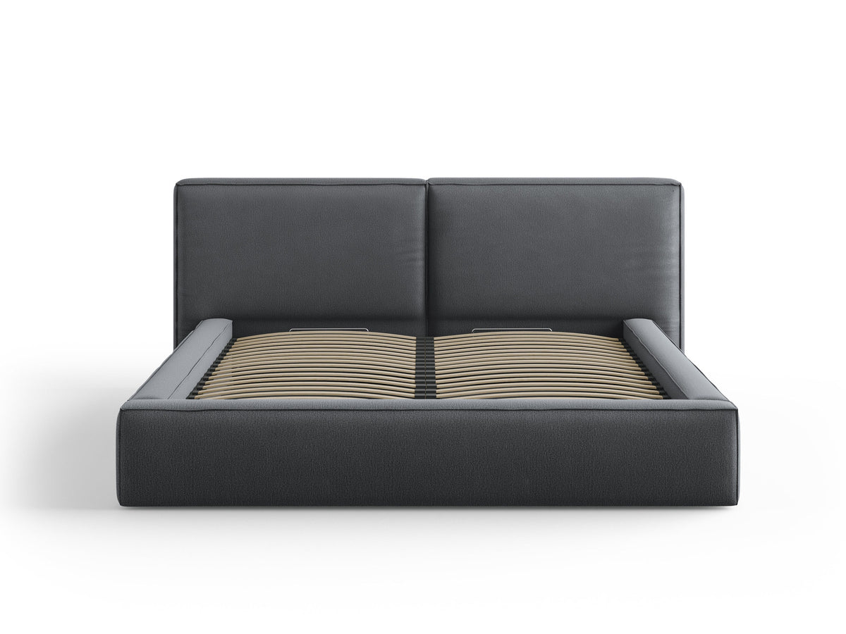 Jodie Bett mit Stauraumfunktion mit doppeltem Headboard 180cm in Dark Grey-Megan präsentiert im Onlineshop von KAQTU Design AG. Bett ist von Micadoni