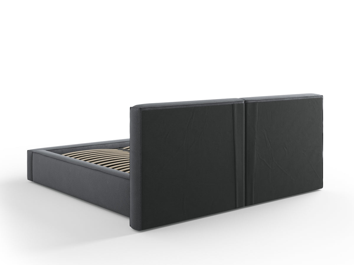 Jodie Bett mit Stauraumfunktion mit doppeltem Headboard 180cm in Dark Grey-Megan präsentiert im Onlineshop von KAQTU Design AG. Bett ist von Micadoni