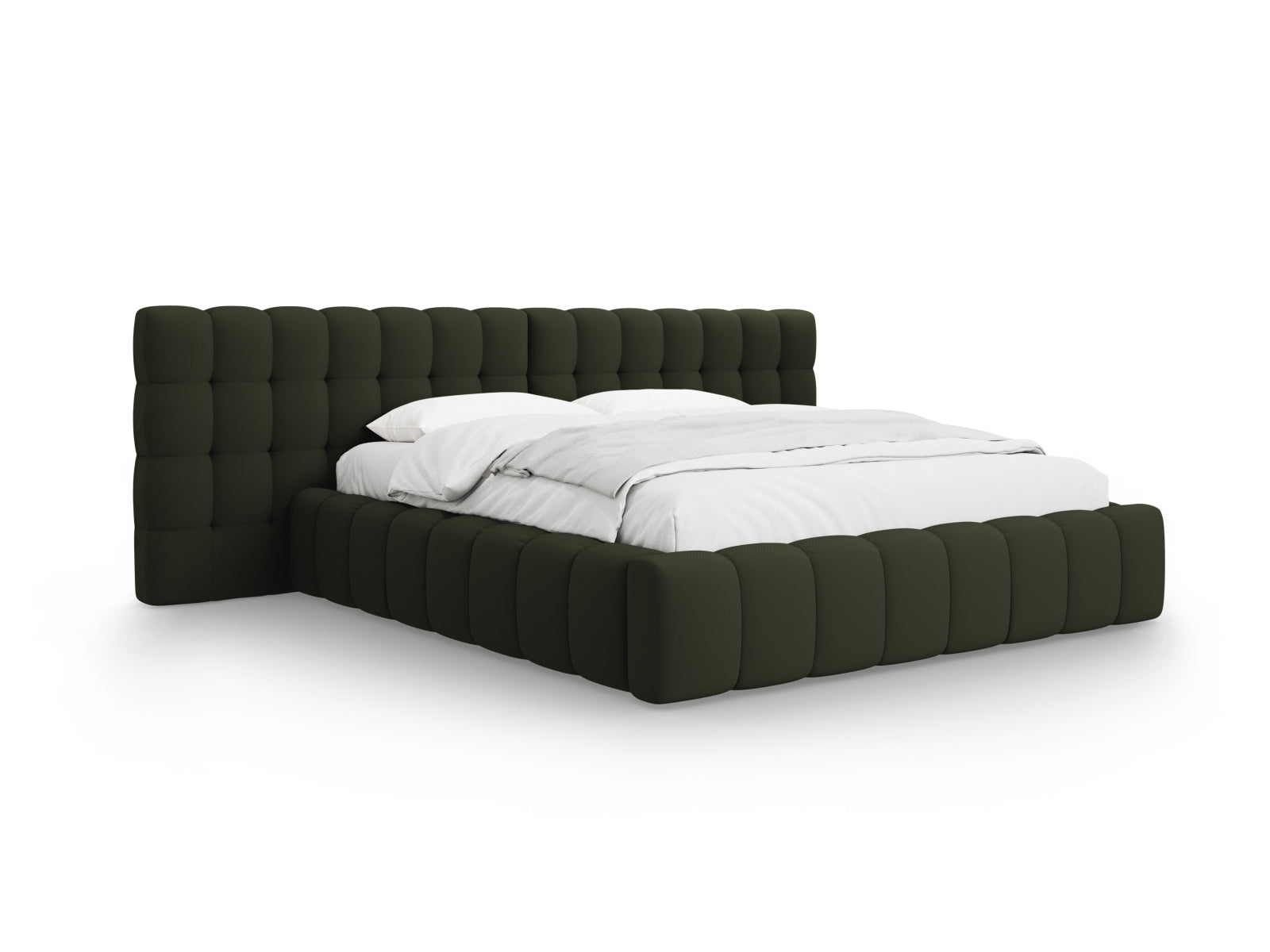 Mamaia Bett mit Stauraumfunktion mit doppeltem Headboard 200cm in Green/Schwarz-Neve präsentiert im Onlineshop von KAQTU Design AG. Bett ist von Micadoni