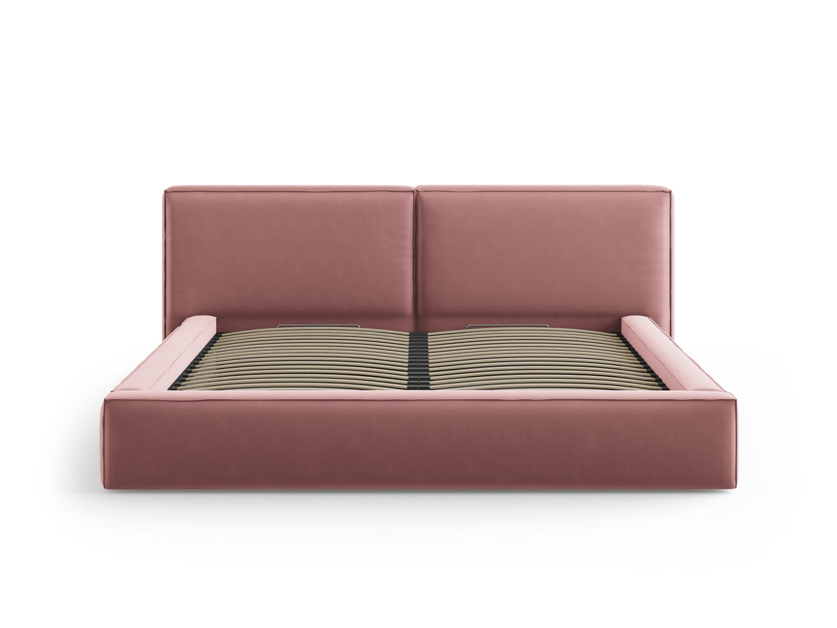 Jodie Bett mit Stauraum und doppeltem Headboard 200cm in Pink-Bluvel präsentiert im Onlineshop von KAQTU Design AG. Bett ist von Micadoni