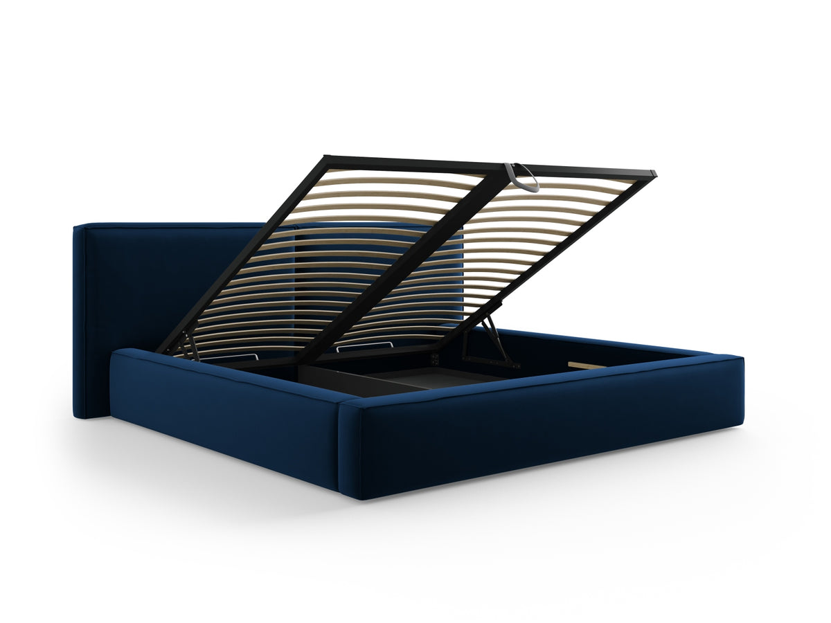 Jodie Bett mit Stauraum und doppeltem Headboard 200cm in Royal Blue-Bluvel präsentiert im Onlineshop von KAQTU Design AG. Bett ist von Micadoni