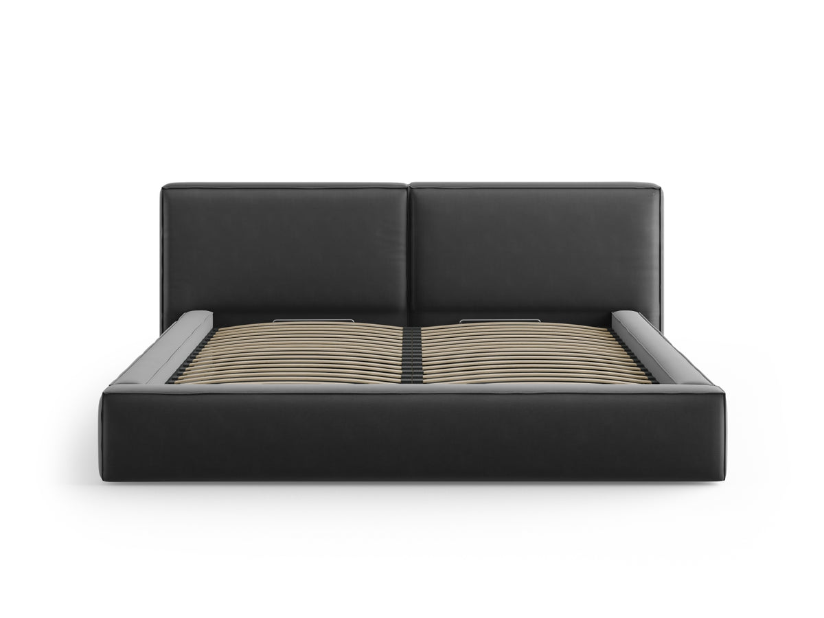 Jodie Bett mit Stauraum und doppeltem Headboard 200cm in Grey-Bluvel präsentiert im Onlineshop von KAQTU Design AG. Bett ist von Micadoni