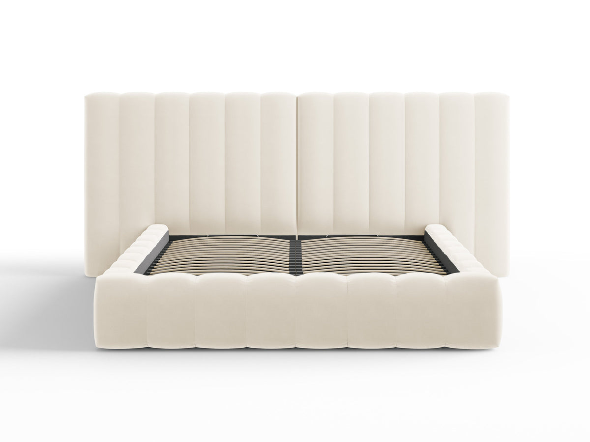 Kelp Bett mit Stauraum und double Headboard 200cm in Light Beige-Bluvel präsentiert im Onlineshop von KAQTU Design AG. Bett ist von Micadoni