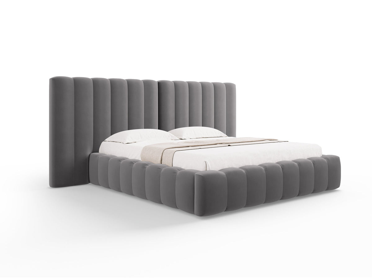 Kelp Bett mit Stauraum und double Headboard 200cm in Grey-Bluvel präsentiert im Onlineshop von KAQTU Design AG. Bett ist von Micadoni