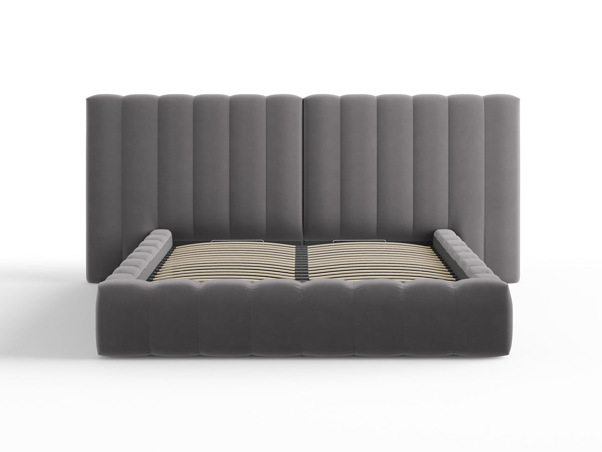 Kelp Bett mit Stauraum und double Headboard 200cm in Grey-Bluvel präsentiert im Onlineshop von KAQTU Design AG. Bett ist von Micadoni