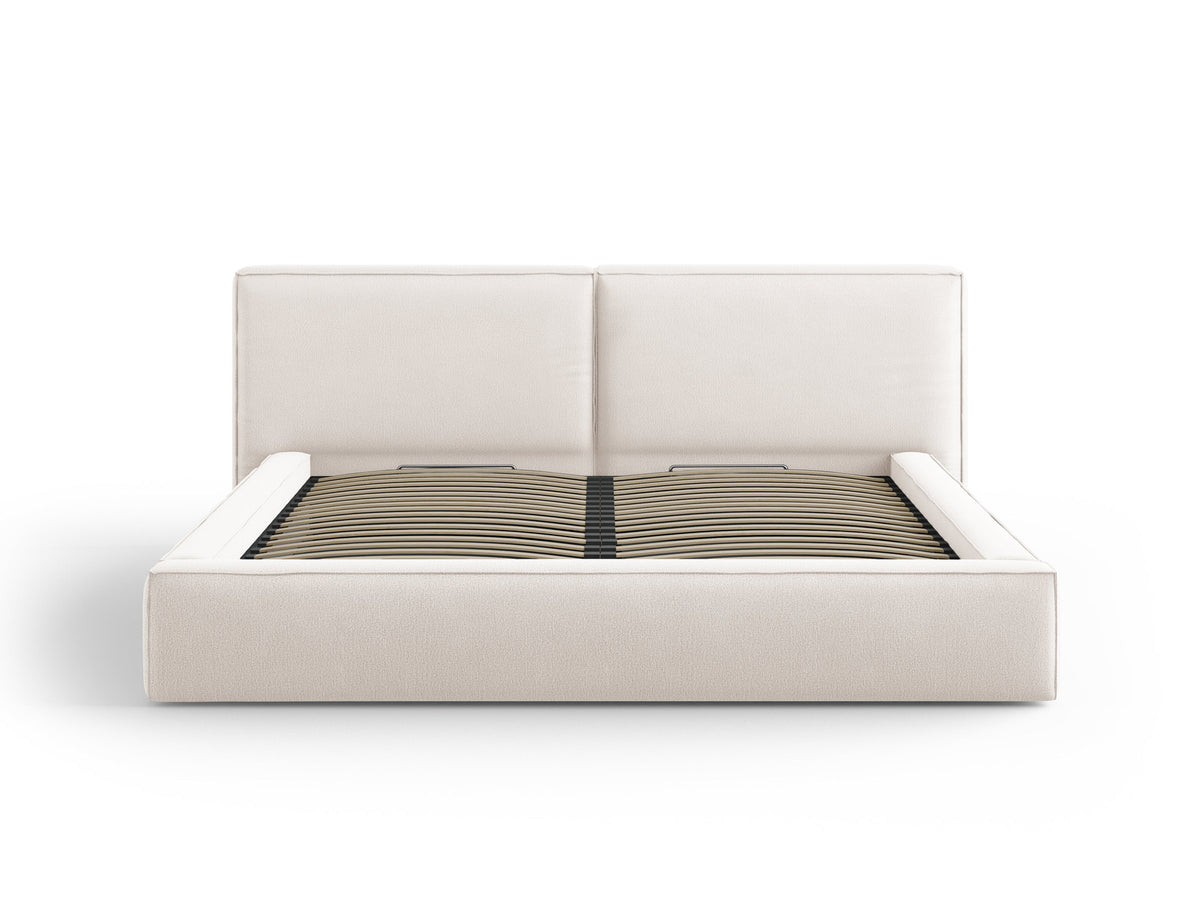 Jodie Bett mit Stauraumfunktion mit doppeltem Headboard 200cm in Light Beige-Megan präsentiert im Onlineshop von KAQTU Design AG. Bett ist von Micadoni