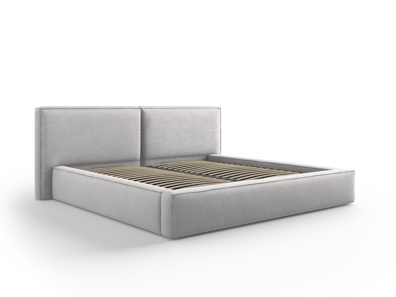 Jodie Bett mit Stauraumfunktion mit doppeltem Headboard 200cm in Light Grey-Megan präsentiert im Onlineshop von KAQTU Design AG. Bett ist von Micadoni