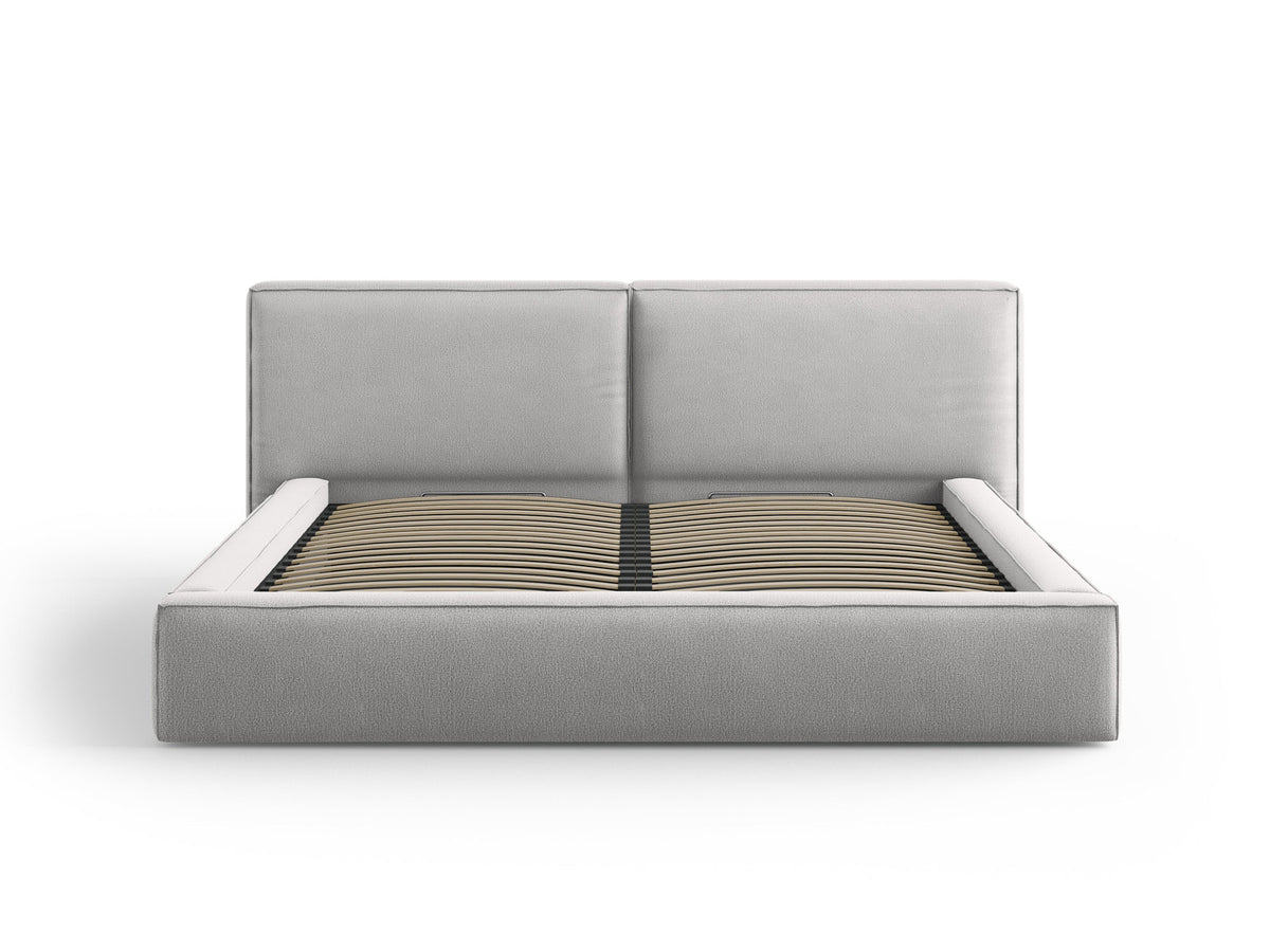 Jodie Bett mit Stauraumfunktion mit doppeltem Headboard 200cm in Light Grey-Megan präsentiert im Onlineshop von KAQTU Design AG. Bett ist von Micadoni