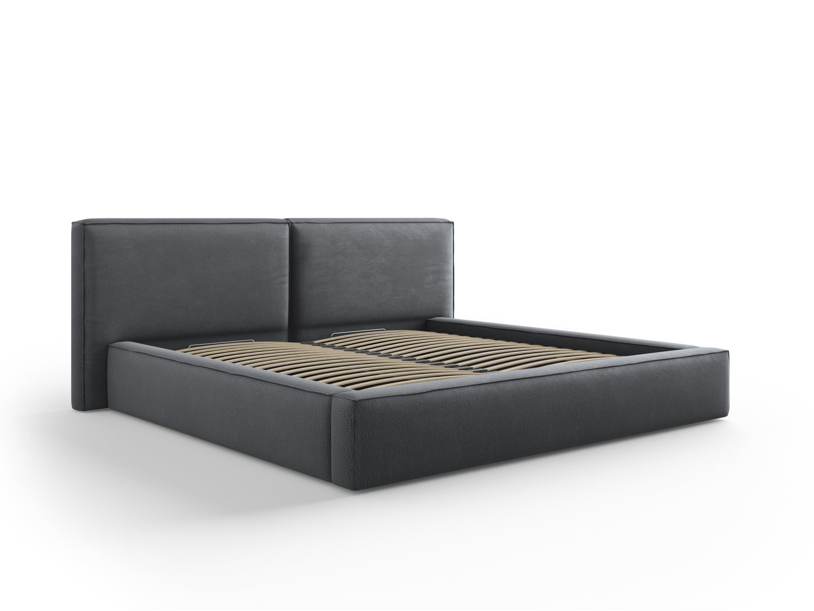 Jodie Bett mit Stauraumfunktion mit doppeltem Headboard 200cm in Dark Grey-Megan präsentiert im Onlineshop von KAQTU Design AG. Bett ist von Micadoni