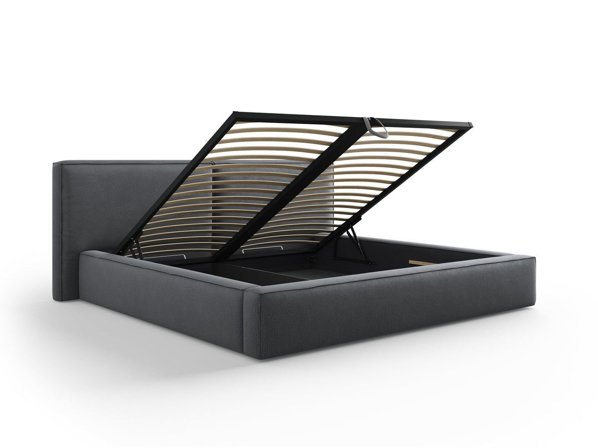 Jodie Bett mit Stauraumfunktion mit doppeltem Headboard 200cm in Dark Grey-Megan präsentiert im Onlineshop von KAQTU Design AG. Bett ist von Micadoni