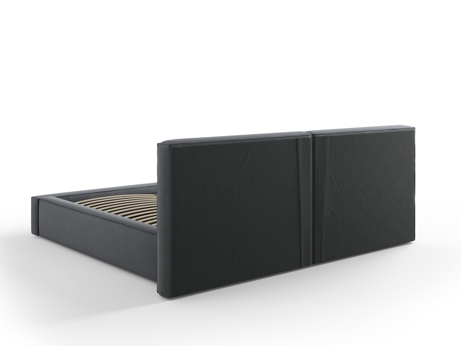 Entdecken Sie das stilvolle Jodie Bett von Micadoni: 254 cm breit, mit doppeltem Headboard und cleverem Stauraum für ein aufgeräumtes Schlafzimmer!