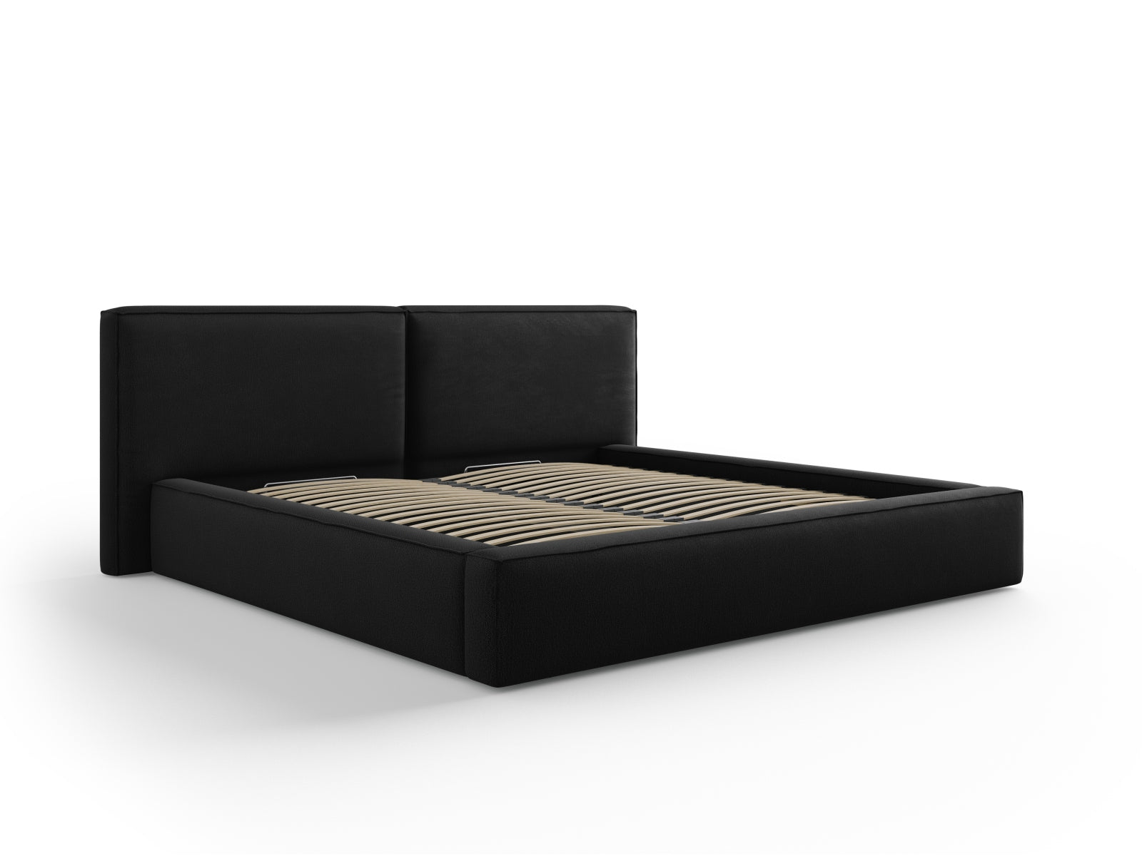 Jodie Bett mit Stauraumfunktion mit doppeltem Headboard 200cm in Black-Megan präsentiert im Onlineshop von KAQTU Design AG. Bett ist von Micadoni