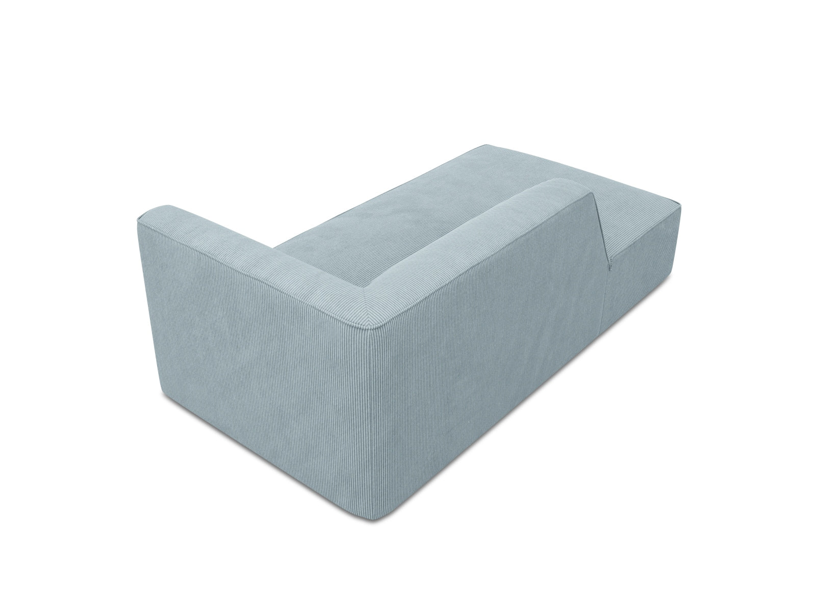 Modernes Ruby Sofa Chaise Lounge links in zartem Hellblau, perfekt für stilvolle Akzente und komfortable Entspannung in jedem Zuhause.