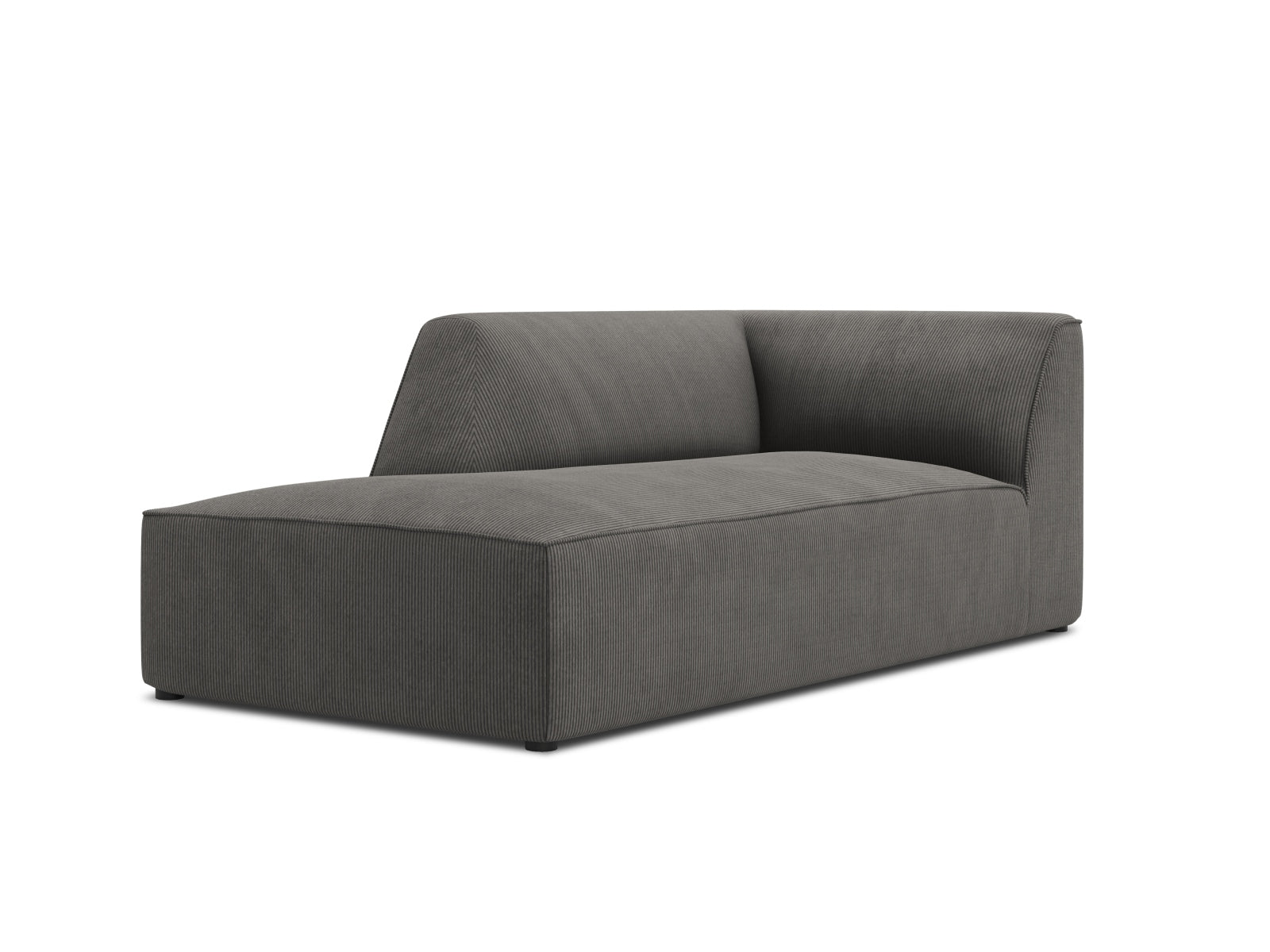 Elegantes Ruby Sofa Chaise Lounge links mit einem Sitz in tiefem Grau, perfekt für moderne Wohnzimmer und entspannende Momente.
