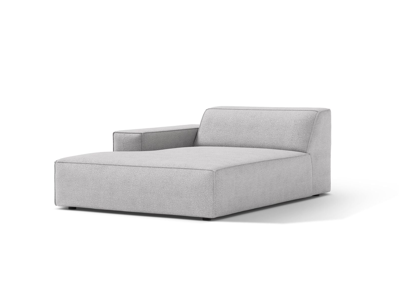 Elegante 1-Sitzer Chaise Longue Links Jodie in hellem Grau, ideal für stilvolle Wohnräume. Teil der modularen Sofaserie von Micadoni.