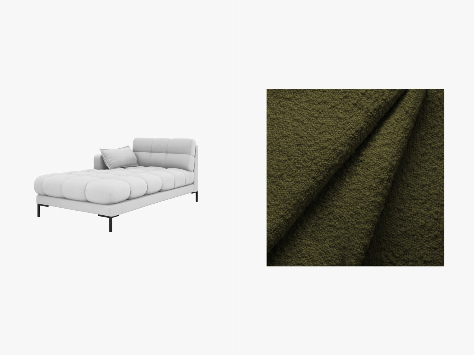 Mamaia Sofa Chaise Lounge links 1 Sitz in Dark Olive Green/Schwarz-Baloo präsentiert im Onlineshop von KAQTU Design AG. L-Sofa links ist von Micadoni
