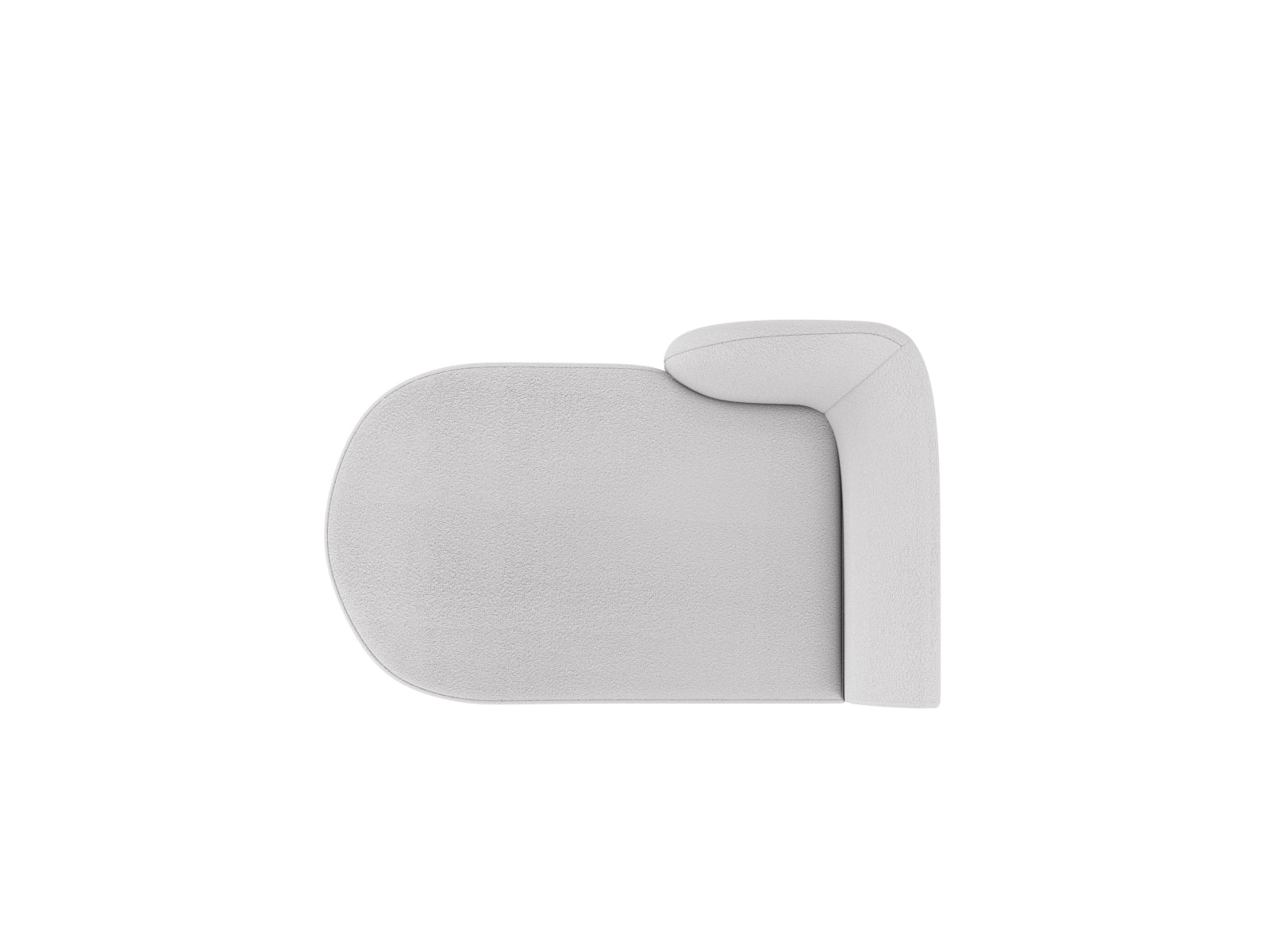 Modernes Miley Boucle Sofa Chaise Lounge links in sanftem Grau, perfekt für gemütliche und stilvolle Wohnzimmer. 2-Sitzer von Micadoni.