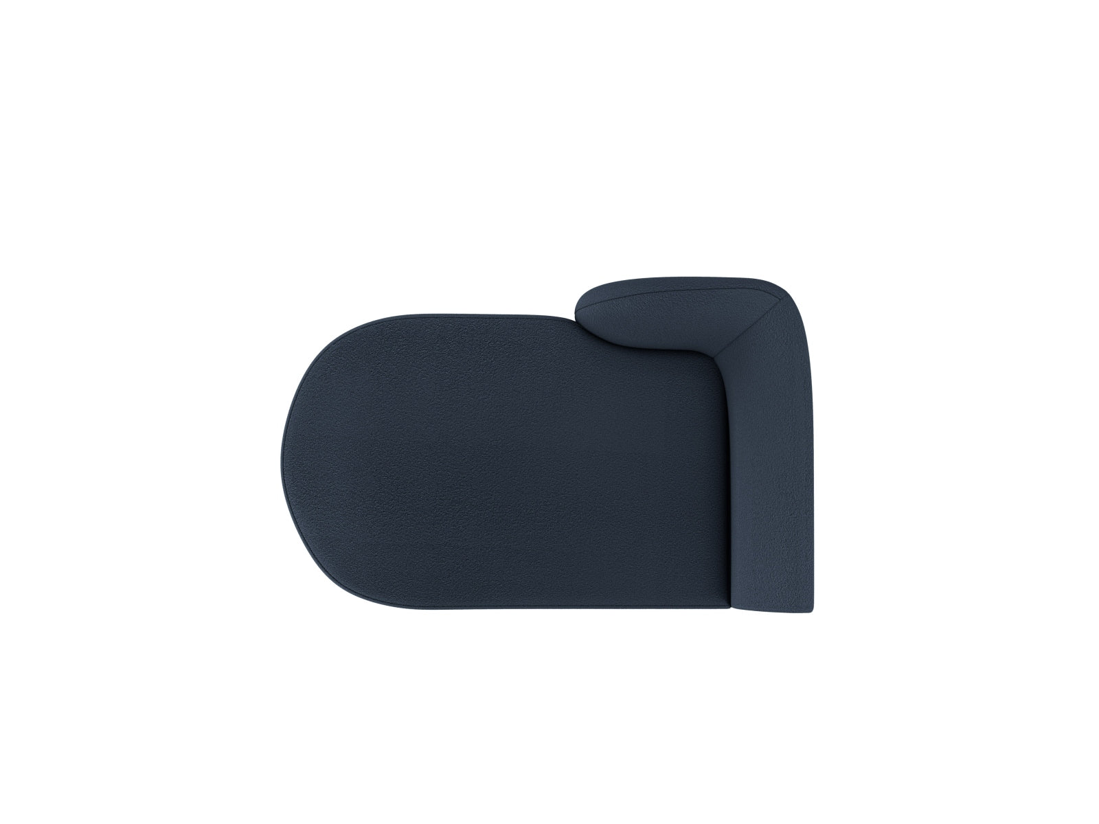 Stilvolles Miley Boucle Sofa Chaise Lounge links, 2-Sitzer in edlem Dunkelblau, perfekt für moderne Wohnkonzepte. Hochwertige Materialien von Micadoni.