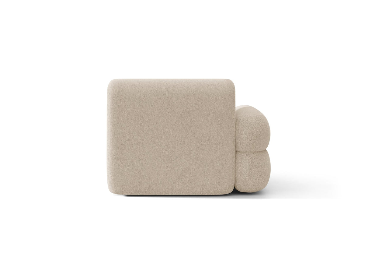 Modulares Sofa Neo Chaiselongue von Micadoni in dunklem Olivgrün mit hoher Rückenlehne und schwarzen Kunststoffbeinen aus Polypropylen.