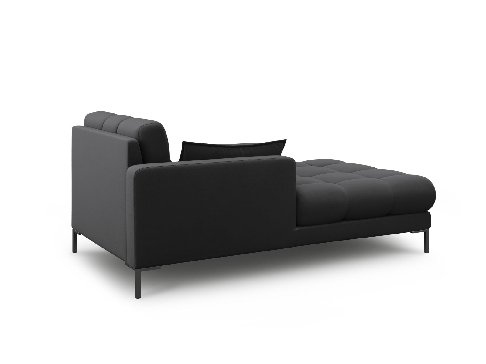 Elegantes Mamaia Sofa Chaise Lounge links mit einem Sitz in Dunkelgrau/Schwarz, ideal für stilvolle Wohnräume, präsentiert von Micadoni.