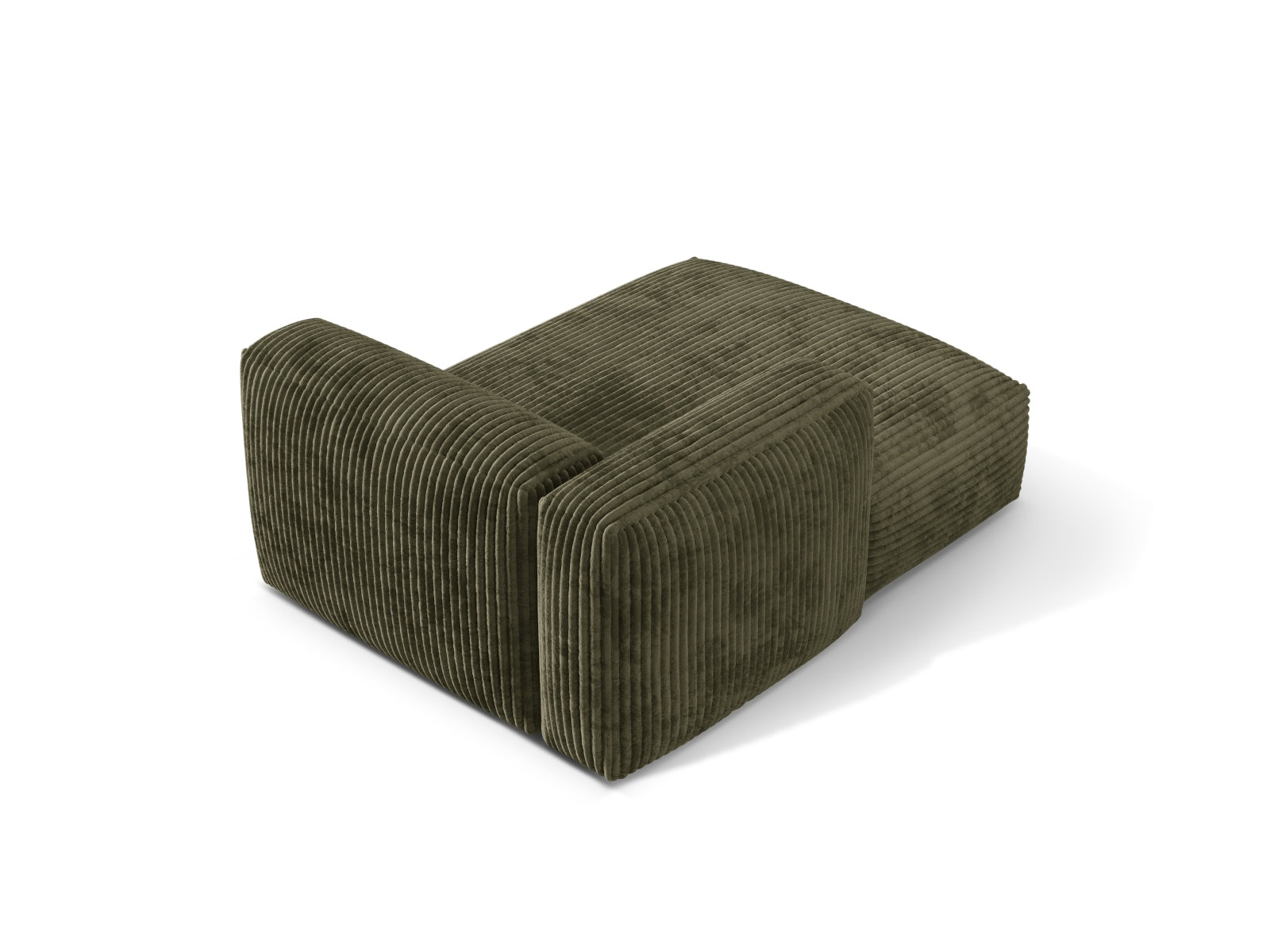 Stilvolles Martina Sofa Chaise Lounge links in edlem Mossgrün, perfekt für moderne Wohnkonzepte. Hochwertige Materialien von Micadoni.
