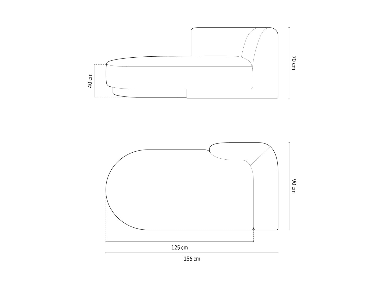 Elegantes Miley Sofa Chaise Lounge links in edlem Anthrazit, ideal für stilvolle Einrichtung und entspannte Stunden im Wohnzimmer.